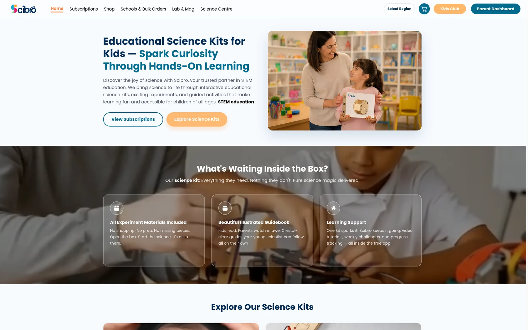 نمایی از پلتفرم آموزش علوم و کیتهای STEM اسکیبرو